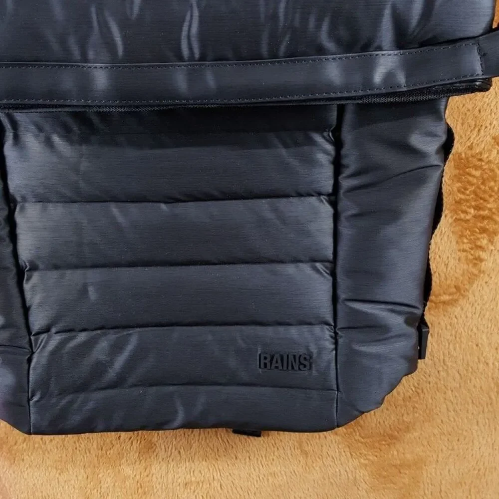 RAINS Unisex Black Bator Puffer Backpack Waterproof Padded Laptop Pocket